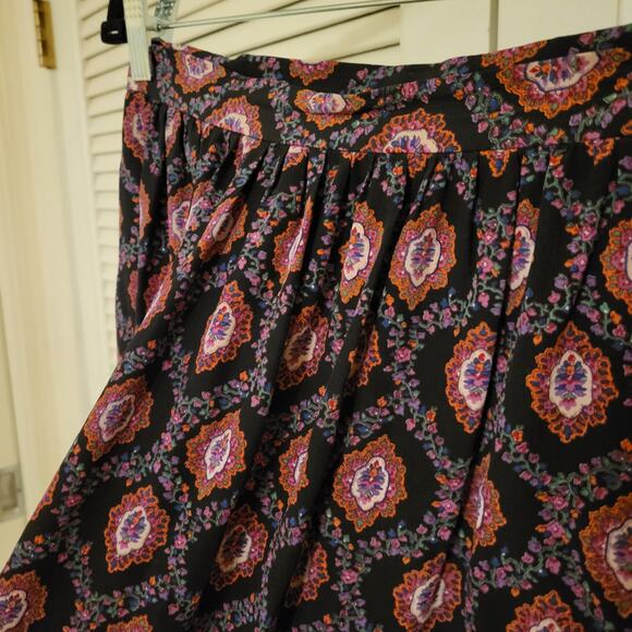 Joseph Picone Geometric Floral Print Flowy Silk Midi Skirt Multicolor Womens 14 - Picture 3 of 9